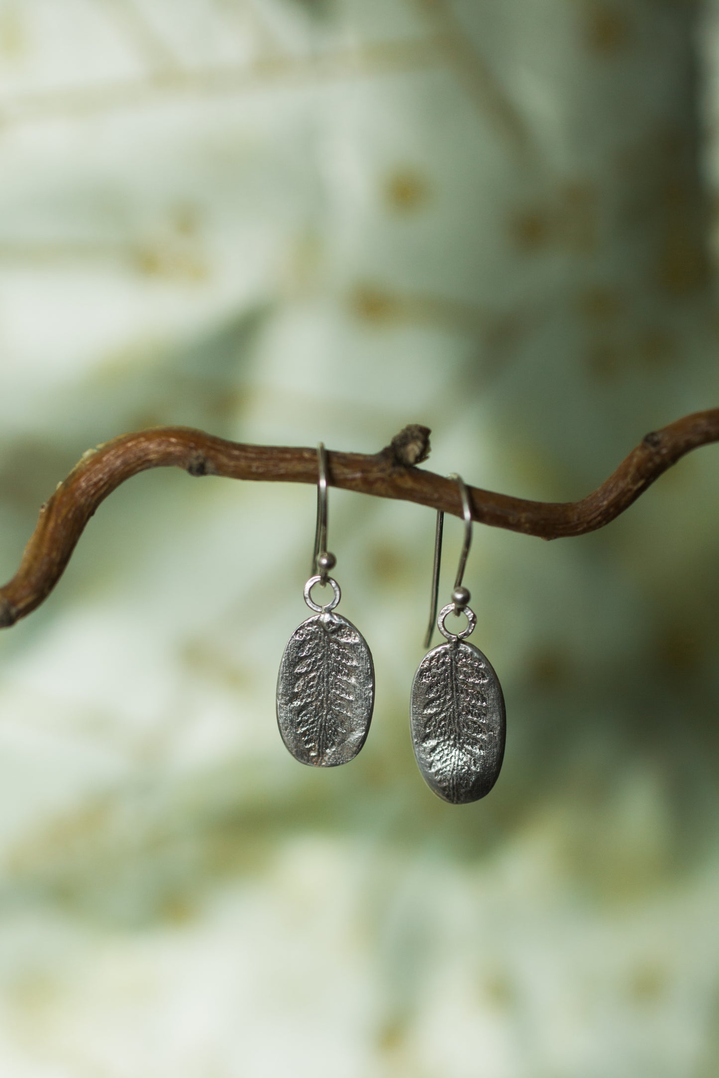 Dangling Fine Silver Fern Earrings