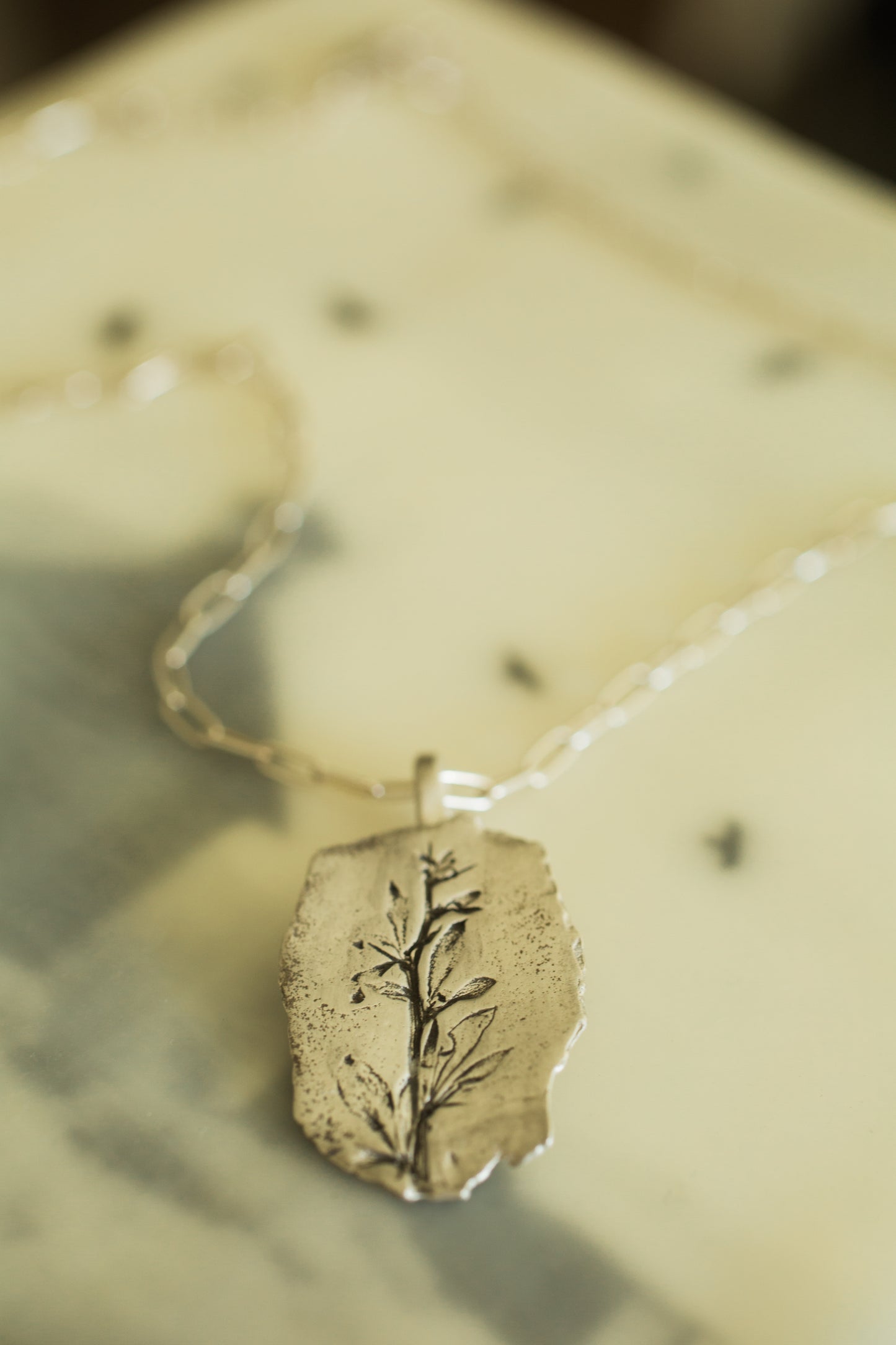 Fine Silver Japanese Red Barberry Necklace with Silver Oval Chain